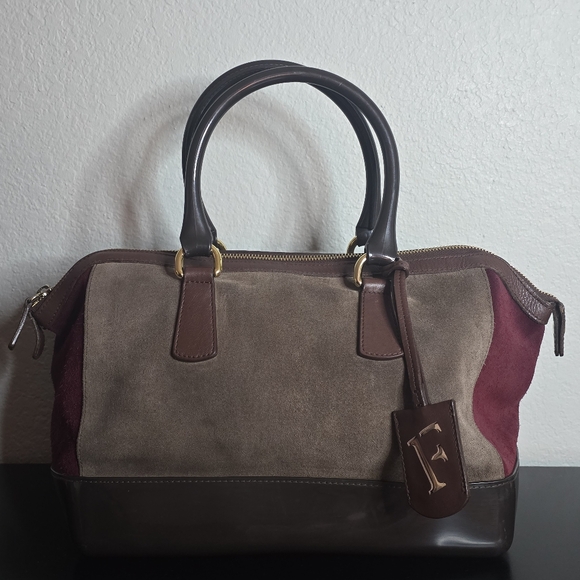 Furla Colorblock Suede/Candy Everyday HandBag - Picture 2 of 15